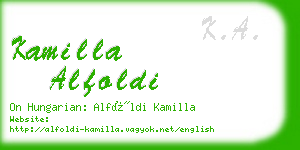 kamilla alfoldi business card